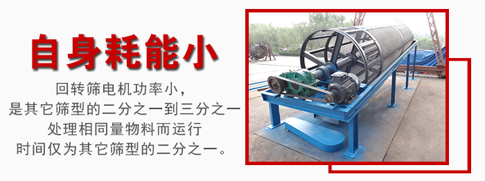 滾筒篩耗能小，使用壽命長，維修方便